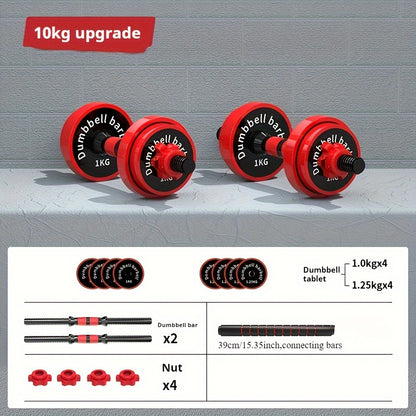 Adjustable Dumbbell Set with Barbells & Kettlebells - Full Body Ergonomic Home Fitness Kit, Rubber-Coated Cast Iron, Compact Design - Hiccupzz