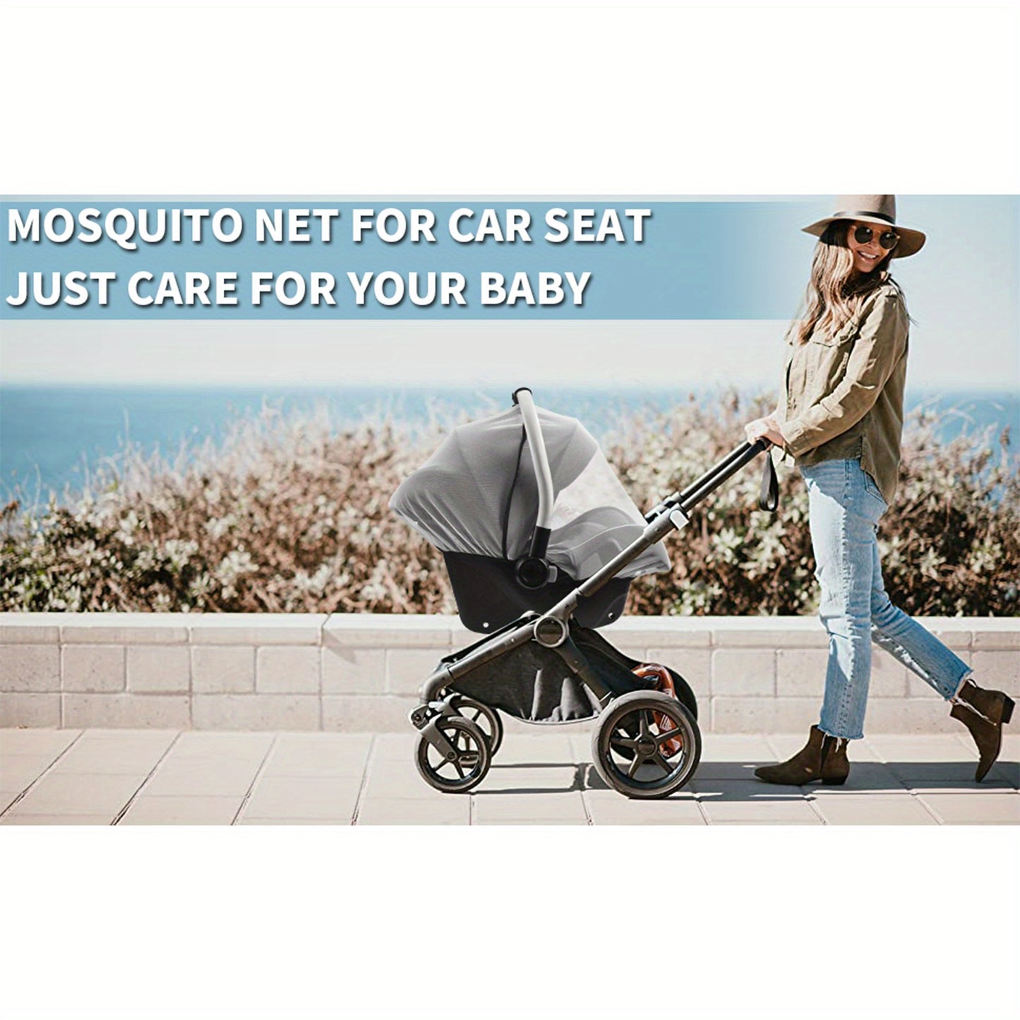 Baby White Mosquito Net - Breathable Elastic Netting for Infant Car Seats, Strollers