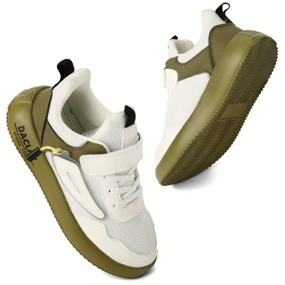 Kids' Vintage Street Sneakers - Breathable PU & Fabric Upper, EVA Sole, Round Toe. Ideal for Casual Wear, Hiking, and Daily Outdoor Activities (Spring/Fall/Summer). - Hiccupzz