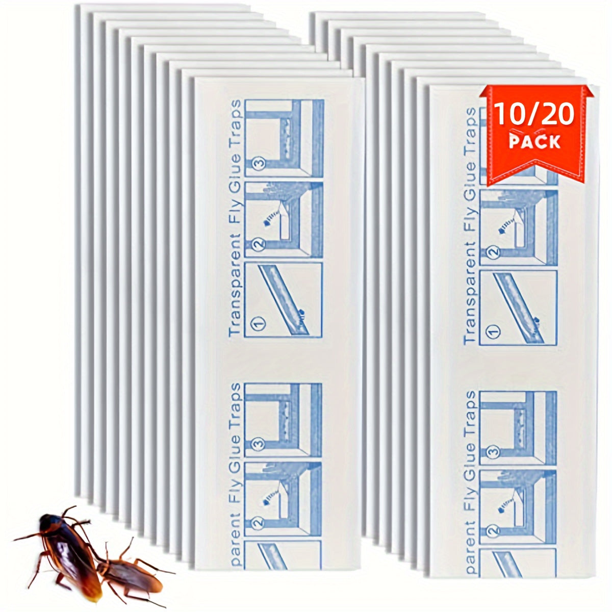 10/20 Pack Transparent Sticky Cockroach Traps – Waterproof Insect and Fly Trap Stickers for Pest Control