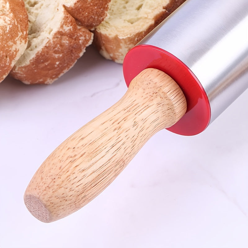 1pc, Non-Stick Stainless Steel Pizza Dough Roller - Perfect for Rolling Out Pizza, Cookies, and Bread - Easy to Clean and Durable Kitchen Accessory