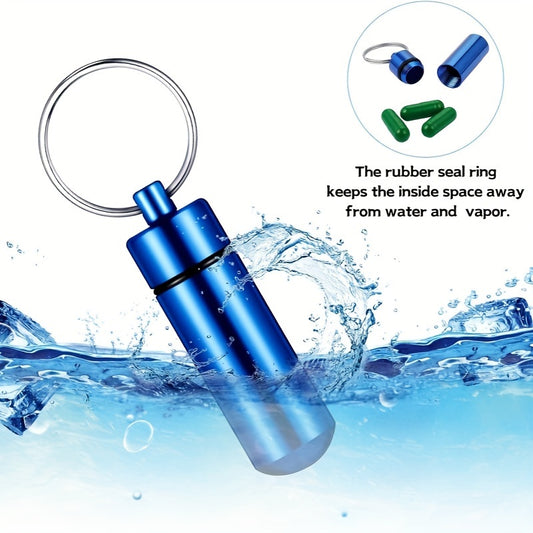 Premium Aluminum Alloy Mini Storage Canister Keychain: Portable Floating Design with Secure Clip for Outdoor Travel, Hiking, and Camping (Waterproof with Rubber Seal)