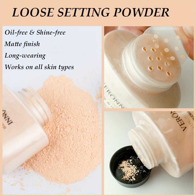 Shine-Free Matte Finishing Powder - Long-lasting & Lightweight Formula for Oil Control and Translucent Setting of Foundation Makeup with Brush Included