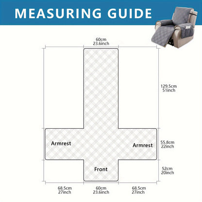 1 Pc Waterproof Recliner Chair Cover, Non-Slip, With Pocket, Washable, Furniture Protector for Pets, Easy Install & Care