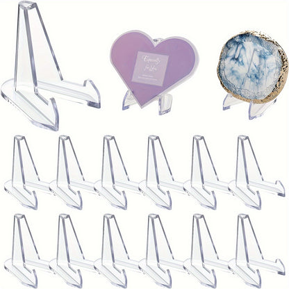 Acrylic Easel Stands: Clear Mini Display Holders (2/6/10/12 pcs) for Coins, Pocket Watches, Capsules, and Medals - Hiccupzz
