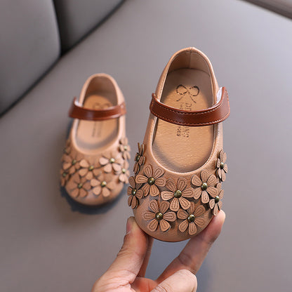 Girls' Small Leather Shoes, Female Babies, Flower Single Shoes, Soft Soles, Little Girls - Hiccupzz