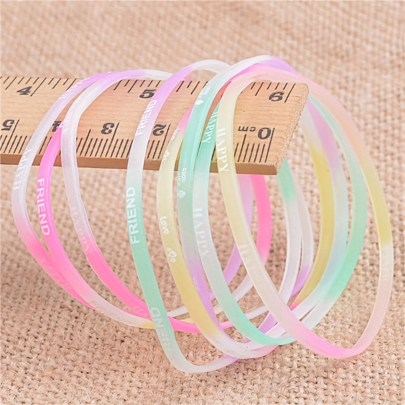 Glow-in-the-Dark Silicone Bracelets (1/2/10 pcs): Adjustable 3mm Wide Party Favors for Birthday, Graduation, Halloween, and Christmas