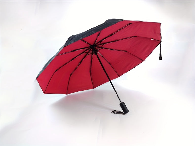 Three-Fold Automatic Folding Umbrella, Windproof, Reinforced Thickened Design