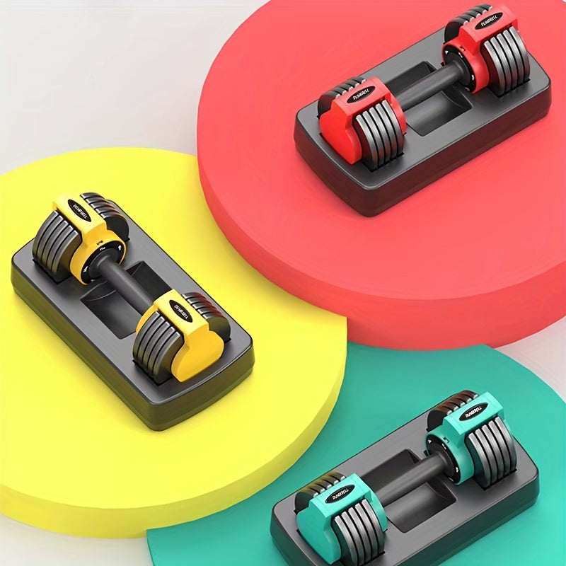 3-in-1 Adjustable Dumbbell Set (7.4 - 48 Lbs) - Space-Saving Home Gym Equipment for Dumbbells, Barbell, Kettlebells & Push-Up Training