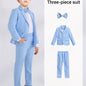 3-Pcs Boys Formal Plaid Gentleman Outfits, Long Sleeve Blazer, Bowtie, Pants Set - Hiccupzz