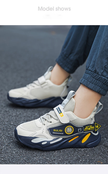 Boys' Casual Low-Top Mesh Sneakers - Breathable, Non-Slip Running Shoes for All Seasons. - Hiccupzz