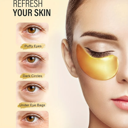 24k Gold Under Eye Patches (25 Pairs/Box) – Collagen Eye Masks for Firming and Moisturizing Skin Care - Hiccupzz
