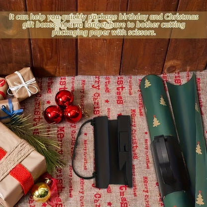 Festive Gift Wrapping Paper Roll Cutter with Handle - Easy Sliding Clamp Tool for Adults - Hiccupzz