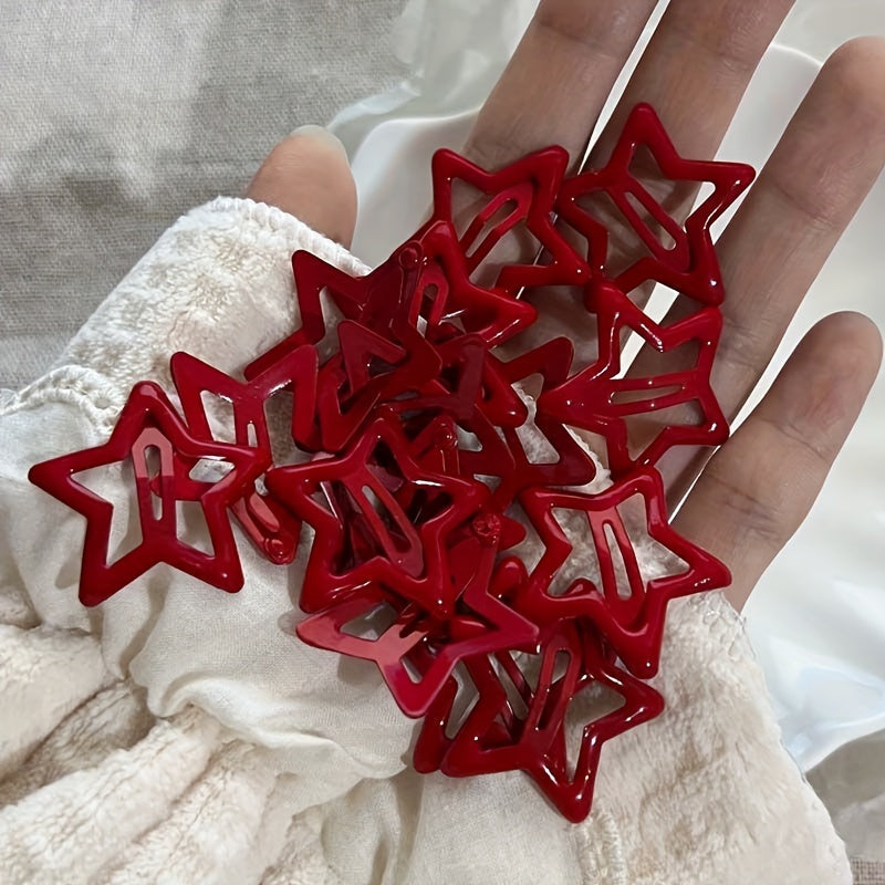 Red Hair Clips (10/20 pcs): Cute Heart Mini Side Clips and Bangs Clips for New Year and Christmas