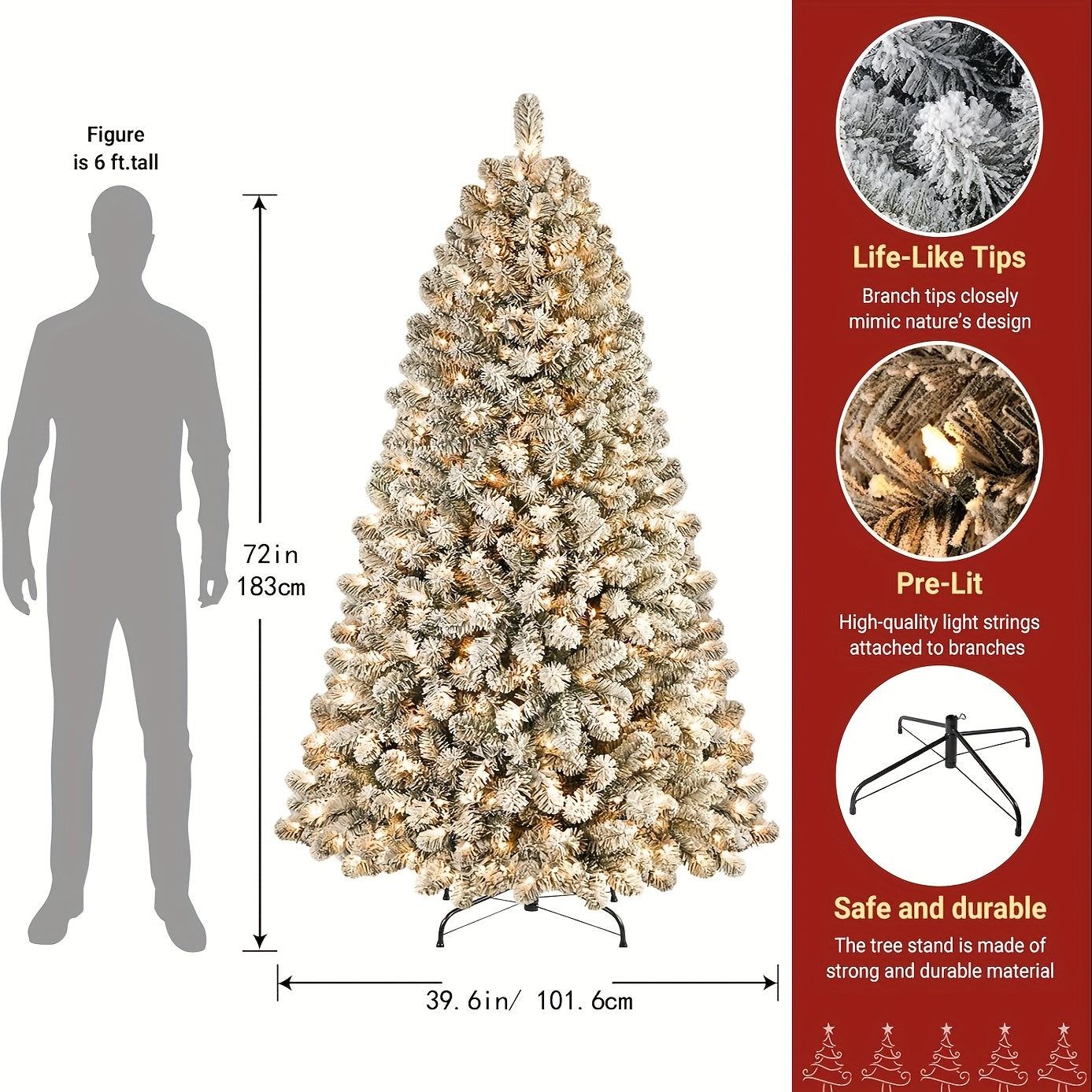 1 Pc 6.5 Ft White Prelit Christmas Tree