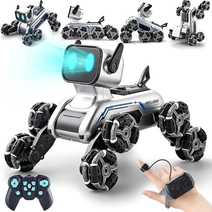 1 Pc Gesture-Controlled Robot Dog RC Car, 8WD All-Terrain Stunt Vehicle, USB Rechargeable Battery Powered, Plastic, for Kids Ages 8-13