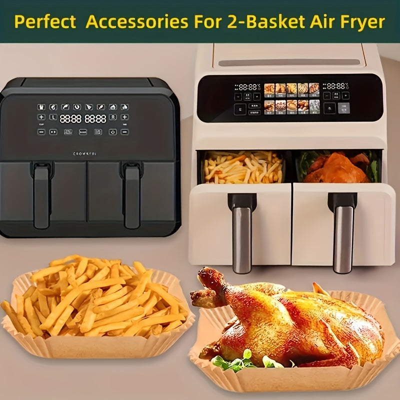 50pcs/100pcs Non-Stick Air Fryer Liners for Ninja Dual Fryer - Oil Proof & Waterproof Kitchen Accessories