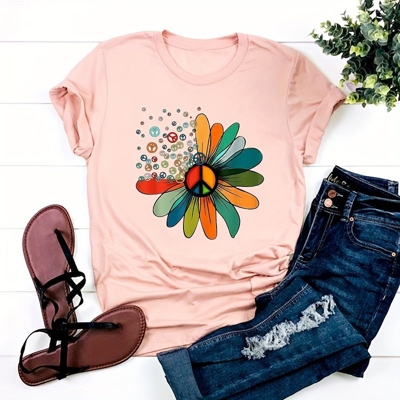 Peace Love Flower Heat Transfer Sticker: Personalized, Washable Iron-On Decal for DIY Clothing, Masks, Jeans, Backpacks, Hats, and Pillows