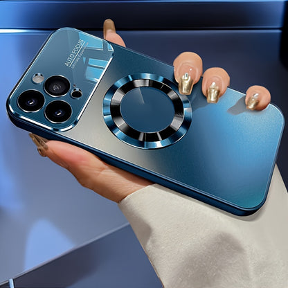 Desert Titanium Matte Magnetic Wireless Charging Case - Shockproof, Soft Bumper Cover with Glass Lens Protector, Compatible with iPhone 16, 15, 14, 13, 12, 11 Pro Max. - Hiccupzz