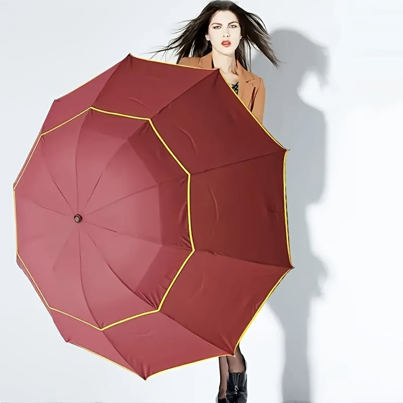 Solid Color Large 10 Ribs Folding Umbrella - Casual, Lightweight, Durable, Portable & Windproof Umbrella for Men & Women