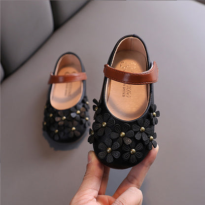 Girls' Small Leather Shoes, Female Babies, Flower Single Shoes, Soft Soles, Little Girls - Hiccupzz