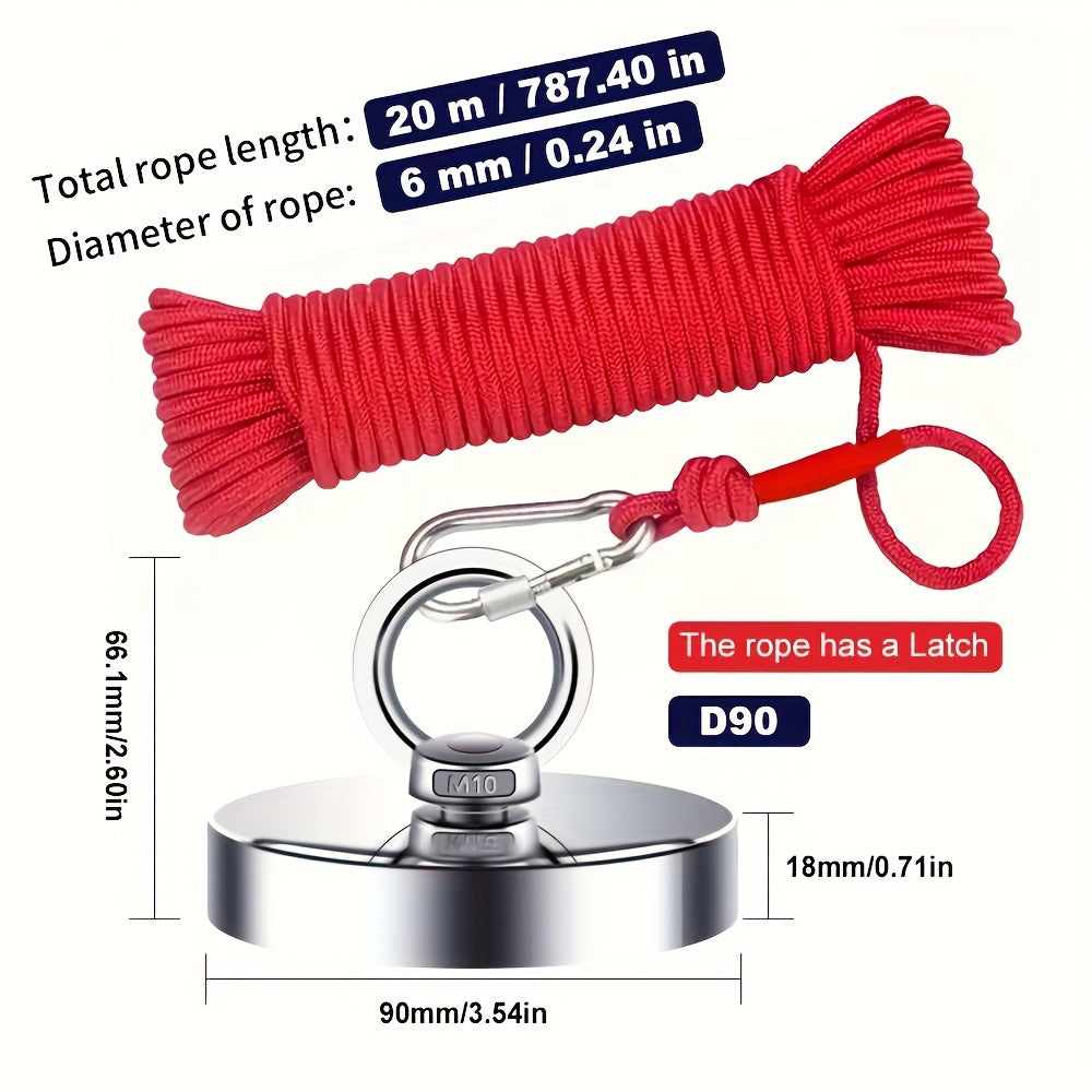 Ultra-Powerful Neodymium Magnet for Heavy-Duty Fishing - Ideal for River Salvage, Indoor & Outdoor Use