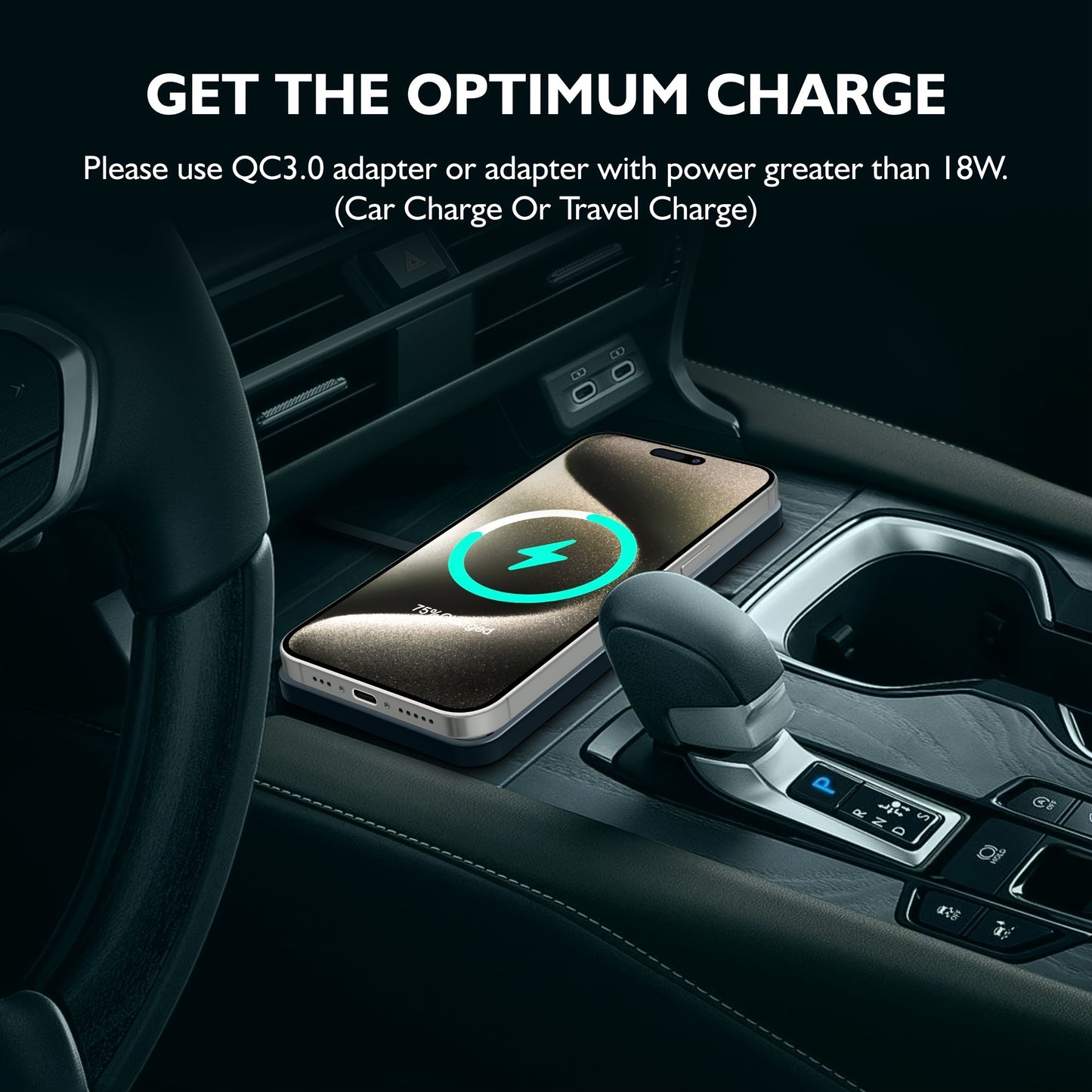 USB Connector Fast Charging Wireless Car Charger Pad, 15W, Qi-Compliant, Non-Slip, Compatible with iPhone 14/13/12/11 & Samsung, Quick Charge Wireless Charging Station for Vehicle Retrofit