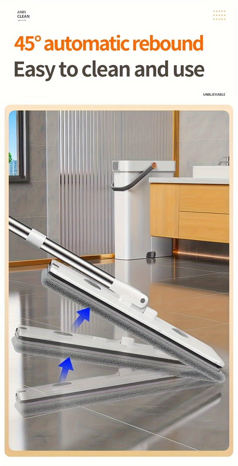 Flat Mop and Bucket Set with Self-Cleaning System - Stainless Steel & Durable ABS Construction