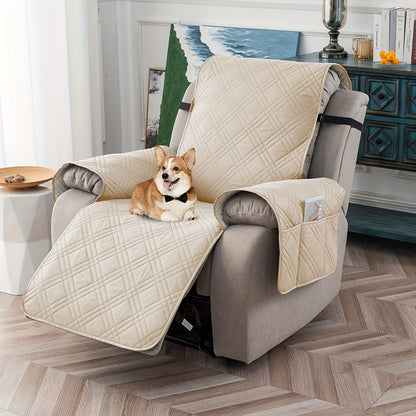 1 Pc Waterproof Recliner Chair Cover, Non-Slip, With Pocket, Washable, Furniture Protector for Pets, Easy Install & Care