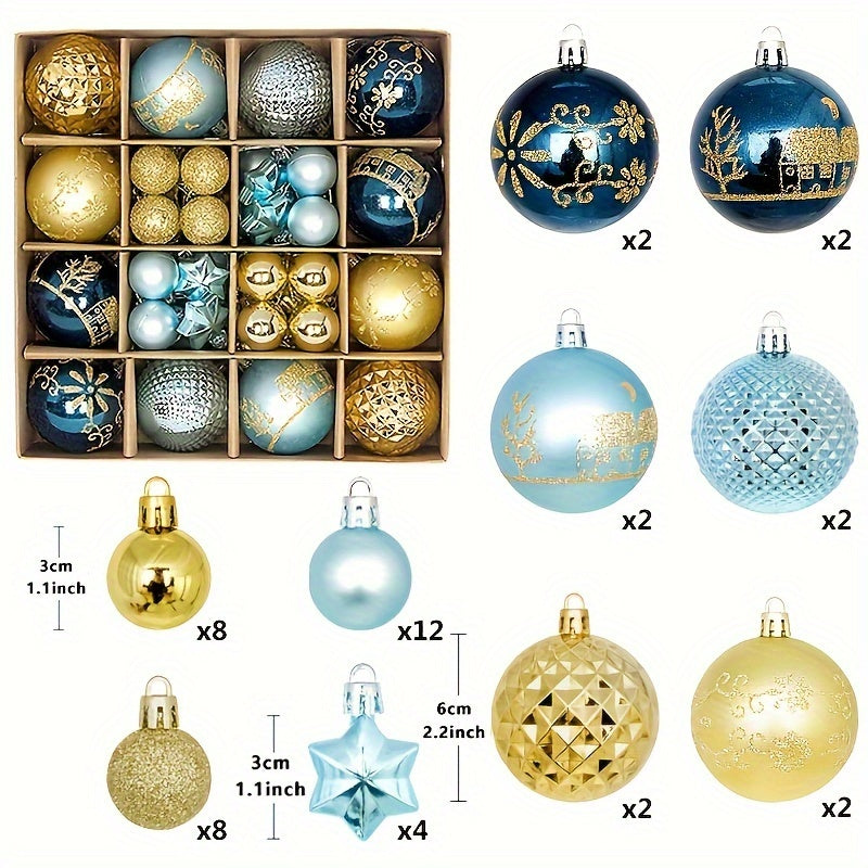 44 Pcs Christmas Balls Ornaments for Xmas Tree Decorations