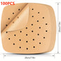 50/100pcs, Air Fryer Parchment Paper Value Pack - Square Liners, Steamer & Filter Paper Disposable & Perforated - Hiccupzz