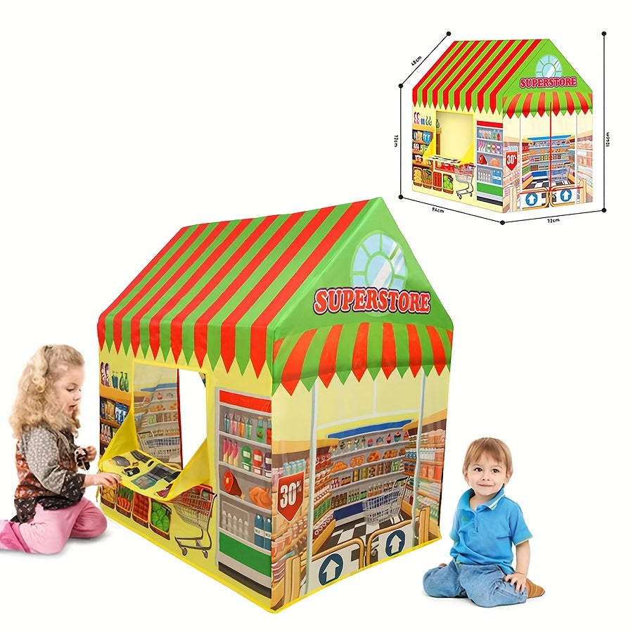 Superstore Playhouse Tent - Kids' Toy House with Windows, Suitable for Indoor and Outdoor Play, Ages 0-3, Waterproof