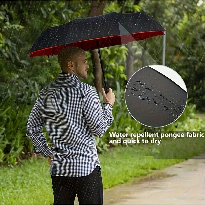 Three-Fold Automatic Folding Umbrella, Windproof, Reinforced Thickened Design