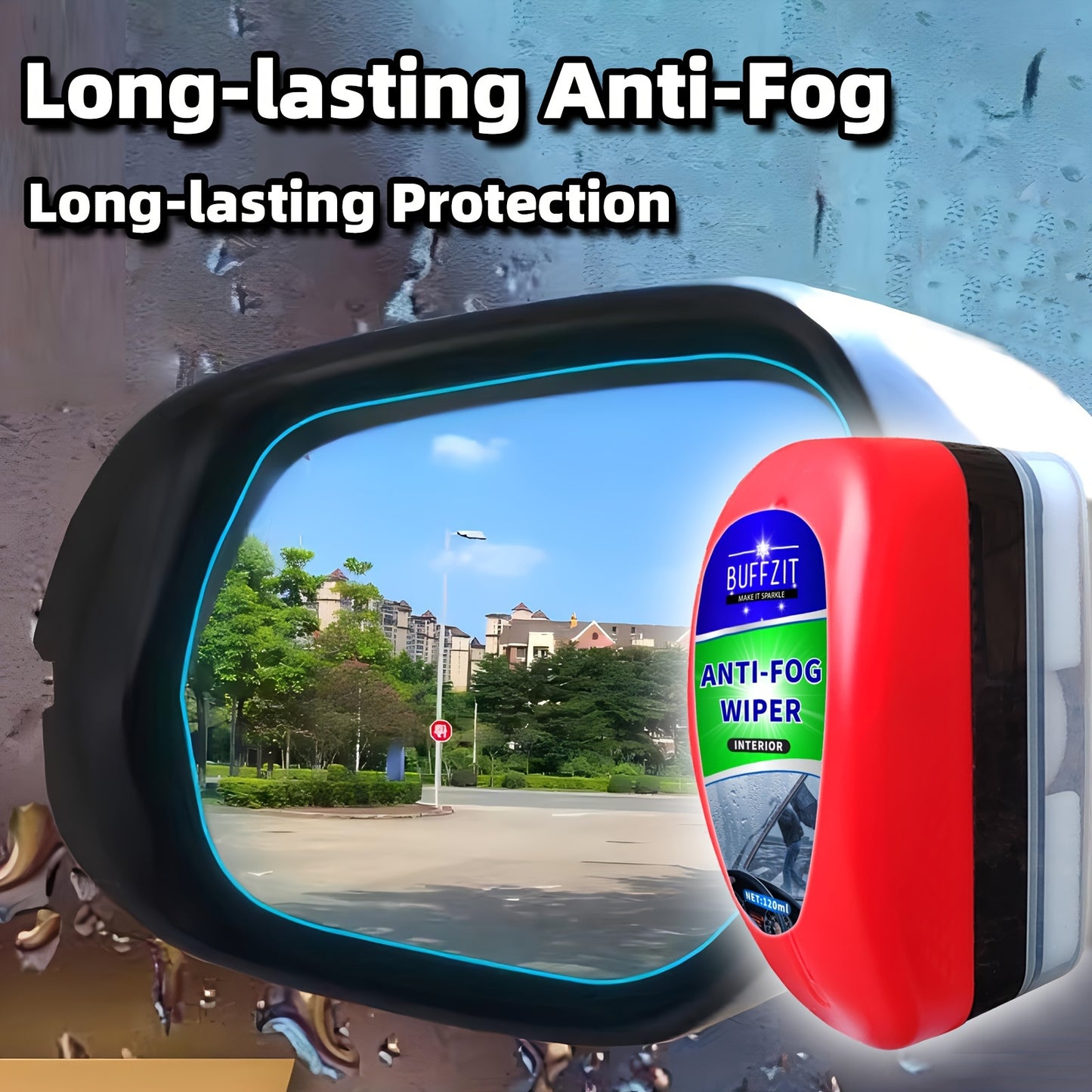 Portable Anti-Fog Wiper for Windshields - 120Ml/4Oz Defogging Sponge for Cars, Helmets, Mirrors & More