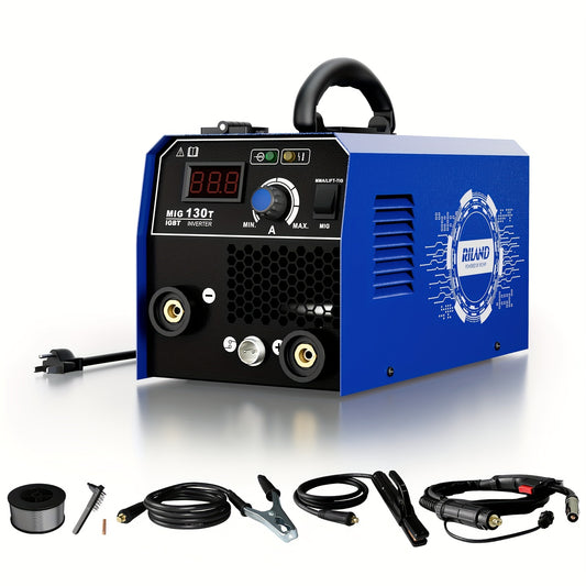 3-in-1 Flux Core Welder, 130A MIG Welder, MIG/Lift TIG/Stick Welding Machine 110v with Synergic Control, IGBT Inverter Portable Gasless Welder Equipment with Welding Gun, and 1Lb Welding Wire