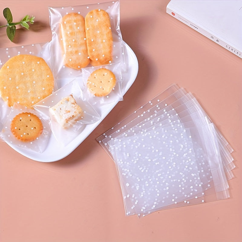 100 Pieces Cute Dot Candy Packaging Bags (10cm x 10cm) – Large Frosted Dot-Shaped Bags, High-Quality Biscuit and Holiday Gift Bags