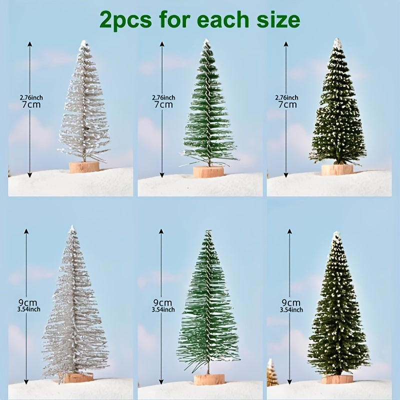 12-Pcs Mini Christmas Tree Set with Snow Sprinkled Effect