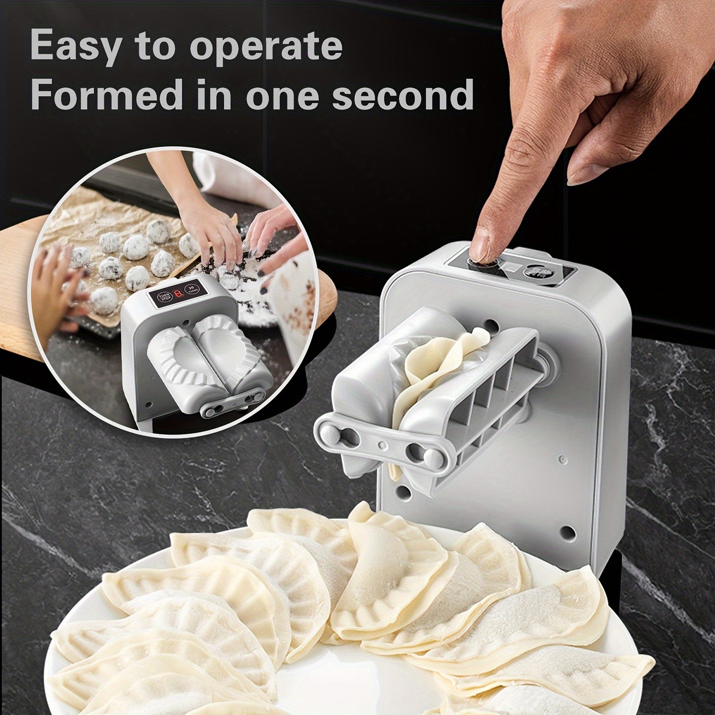 Dumpling Maker Press with Spoon & Brush - 2-Mode Quick Dumpling, Wonton & Chinese Dumpling Forming Tool