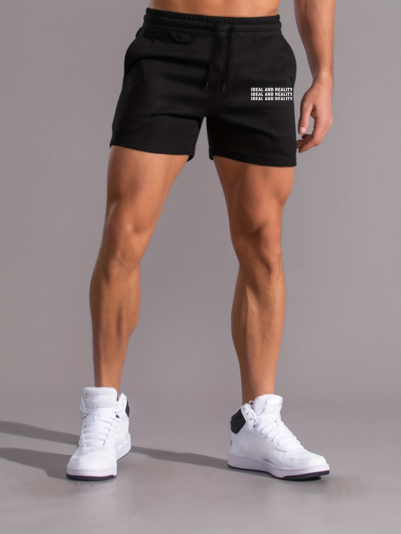 Pantalones cortos cómodos con estampado de letras para hombre: pantalones cortos casuales con cordón y cintura elástica para usar en baloncesto y en la playa en verano