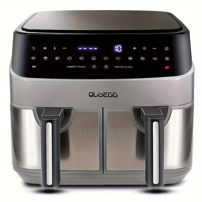 10-Quart Upgraded Dual Pot Touch Screen Air Fryer Oven - 14 Functions, Multi-Function Cooker for Two Foods