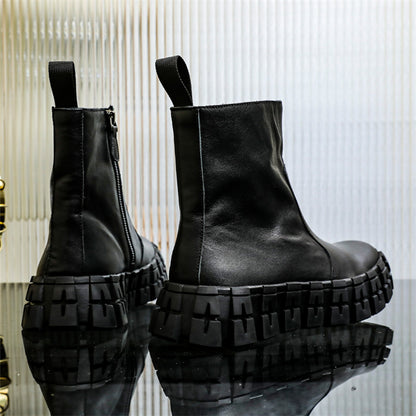Thick Sole Mid Top Motorcycle Boots - Hiccupzz