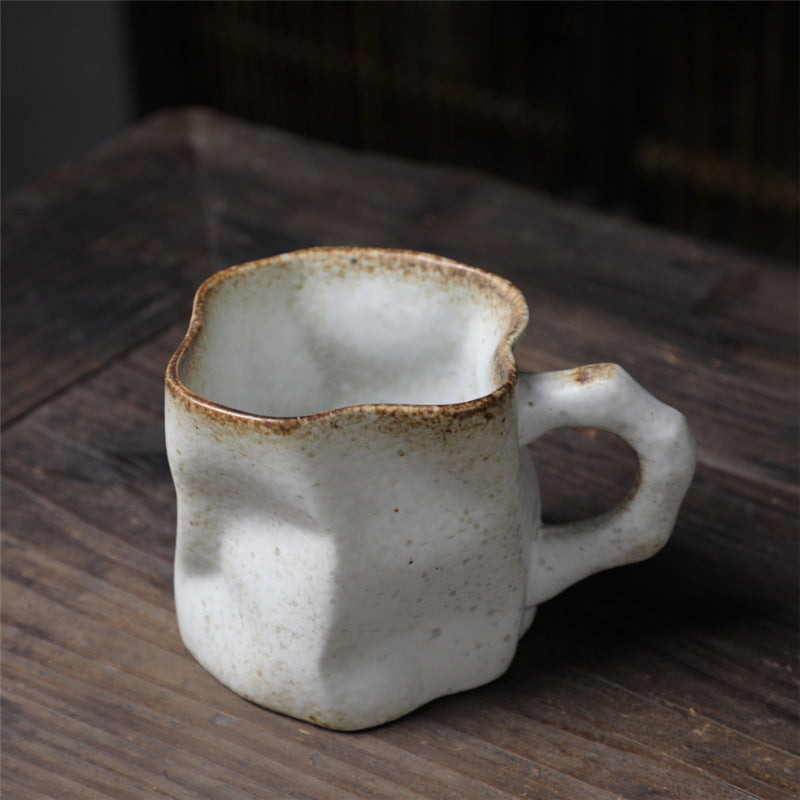 Vintage Japanese Ceramic Mug - Irregular High-Aesthetic Coarse Water Cup