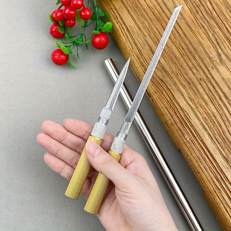 Wukong Stick - All Steel Forged Fruit Knife, Ruyi Golden Hoop Stick, Mini Stainless Steel Meat Eating Knife, Camping Peeling Knife