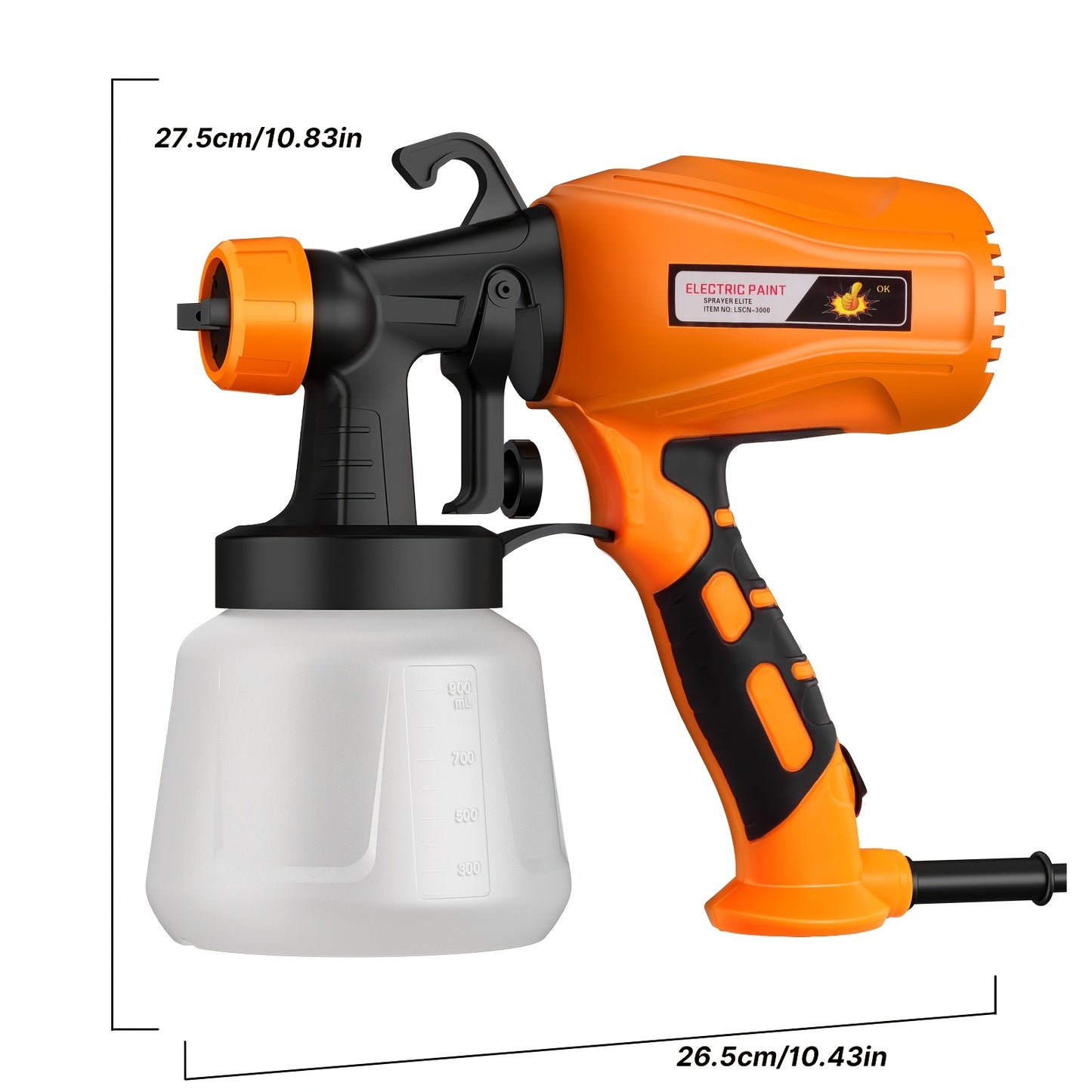 Paint Sprayer, 400W HVLP Spray Gun with 2 Nozzles & 3 Spray Patterns - Electric Paint Sprayer with 900ml Container