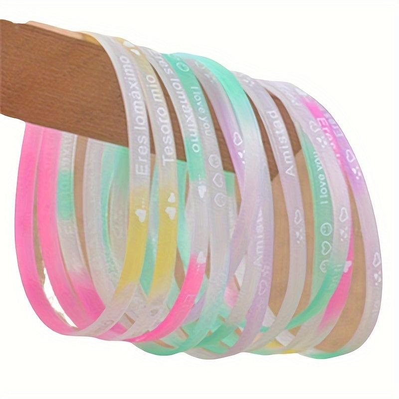 Glow-in-the-Dark Silicone Bracelets (1/2/10 pcs): Adjustable 3mm Wide Party Favors for Birthday, Graduation, Halloween, and Christmas