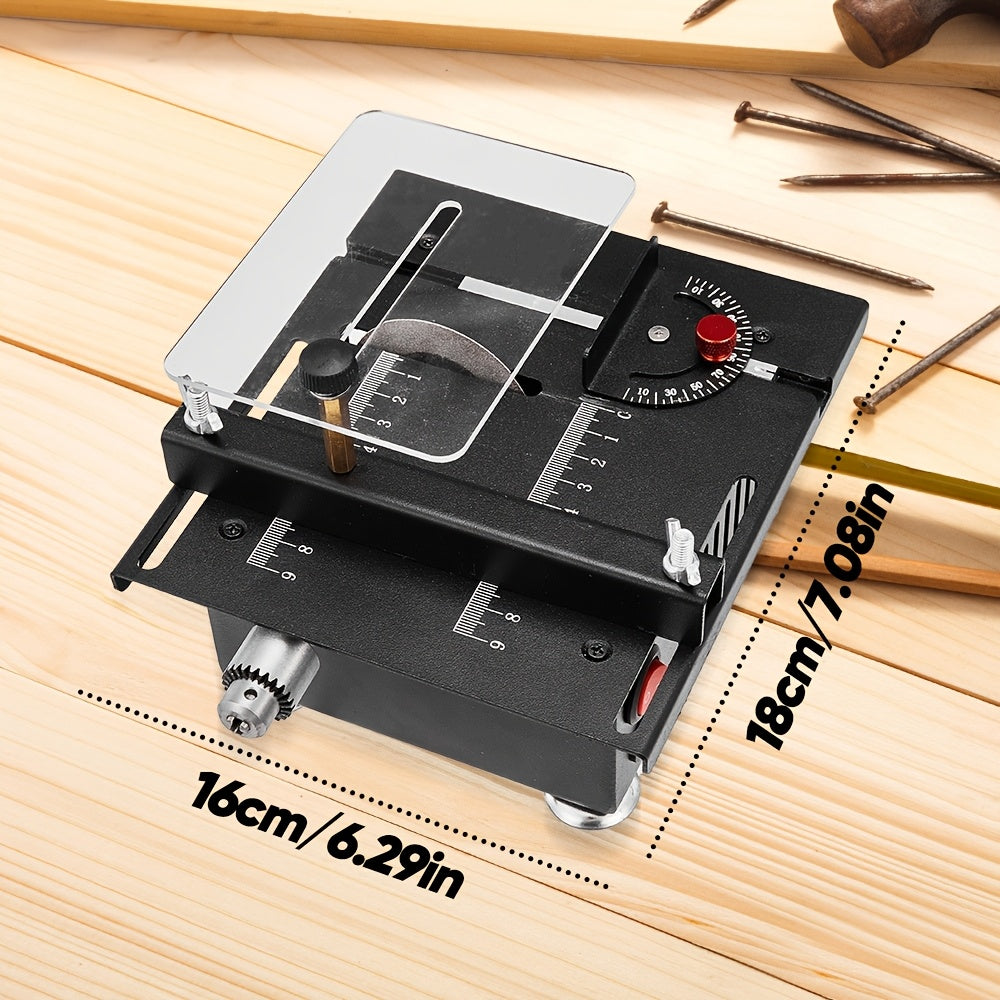 Saker Mini Table Saw, Multi-Functional Portable Adjustable Machine for Cutting, Sanding, Engraving, Drilling, 7-Speed Precision Table Saw