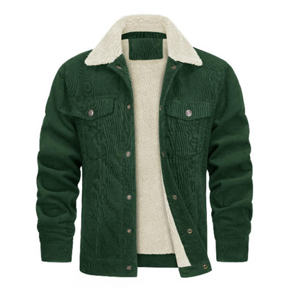 Corduroy Lapel Long Sleeve Plush Jacket Coat - Hiccupzz