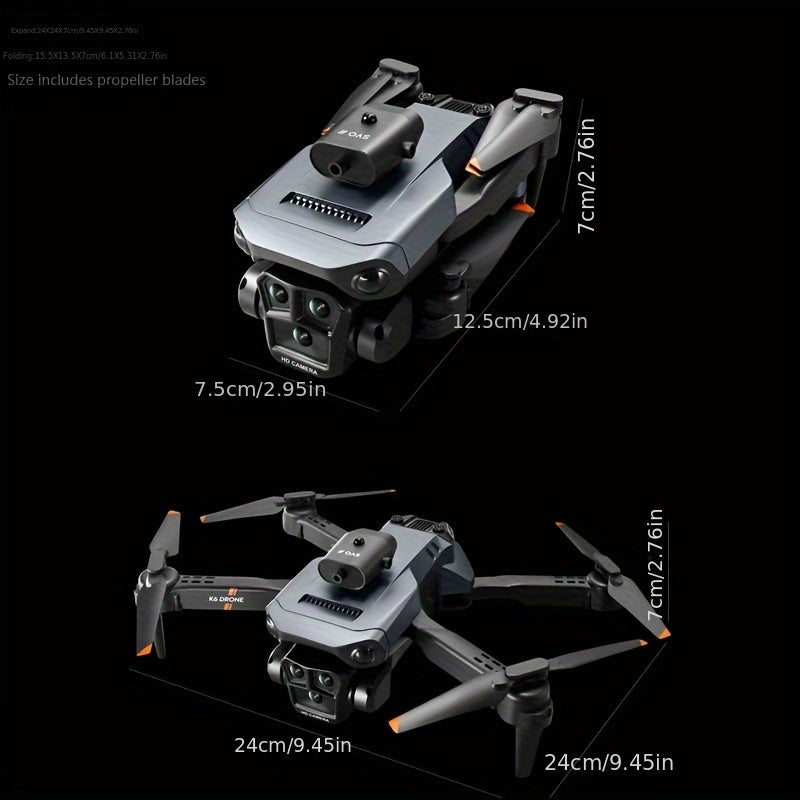 K6 Max Foldable 5-Camera Drone: Beginner-Friendly, Customizable Routes, Obstacle Avoidance