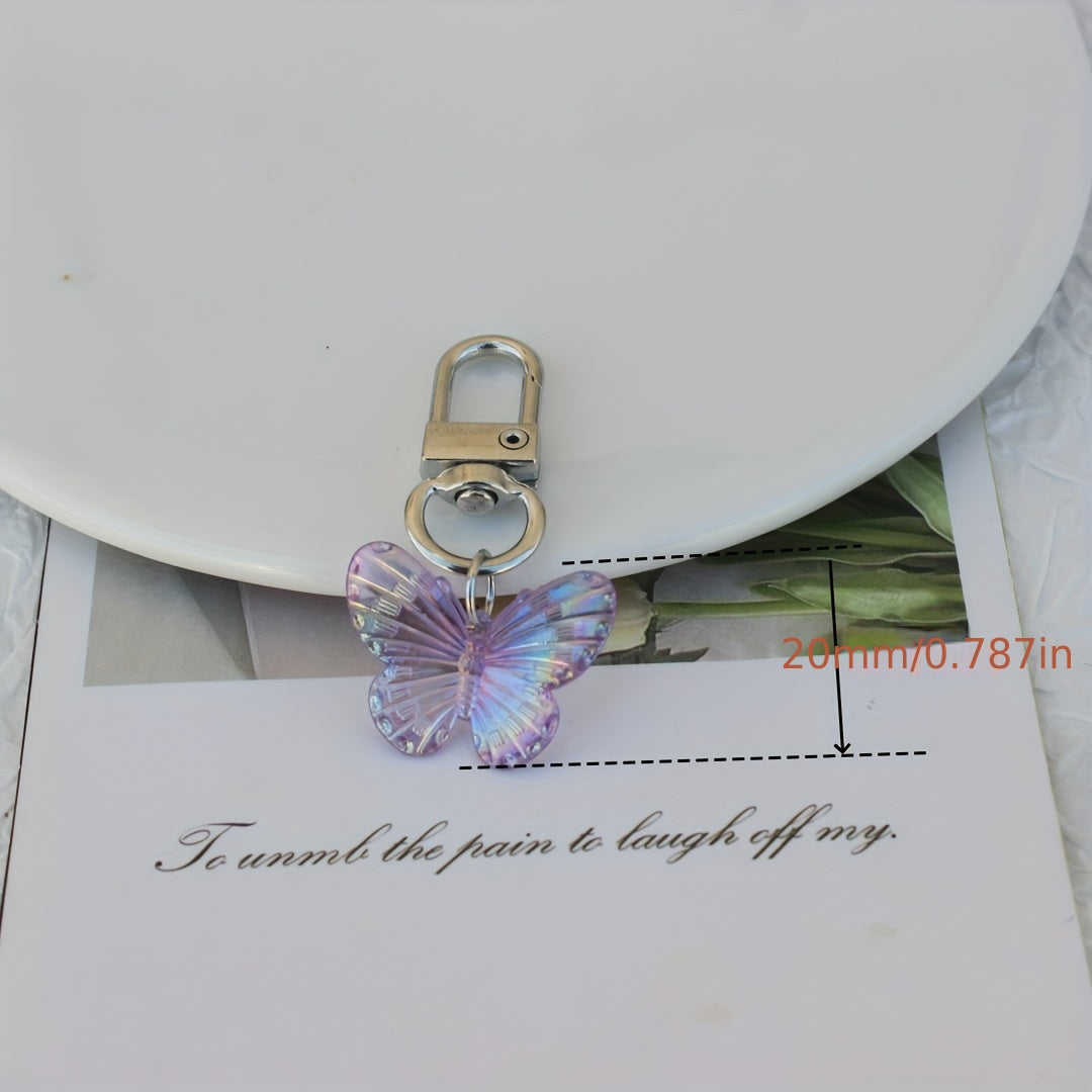 1pc, Acrylic Rainbow Butterfly Pendant: Versatile Keychain, Headphone, and Bag Pendant for Party Favors