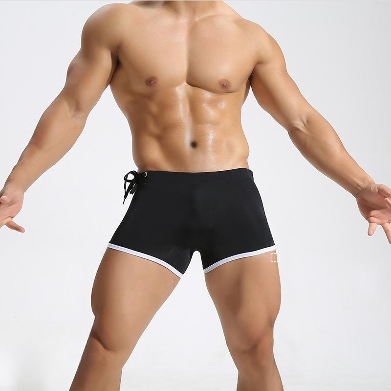 Men's Boxer Swimming Trunks Nylon Solid Color Breathable Slim Lace Underwear - Hiccupzz